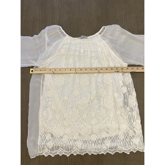Viola Borghi Women's Silk Tunic Blouse Embroidered Flower Long Sleeve Size S - Picture 7 of 10